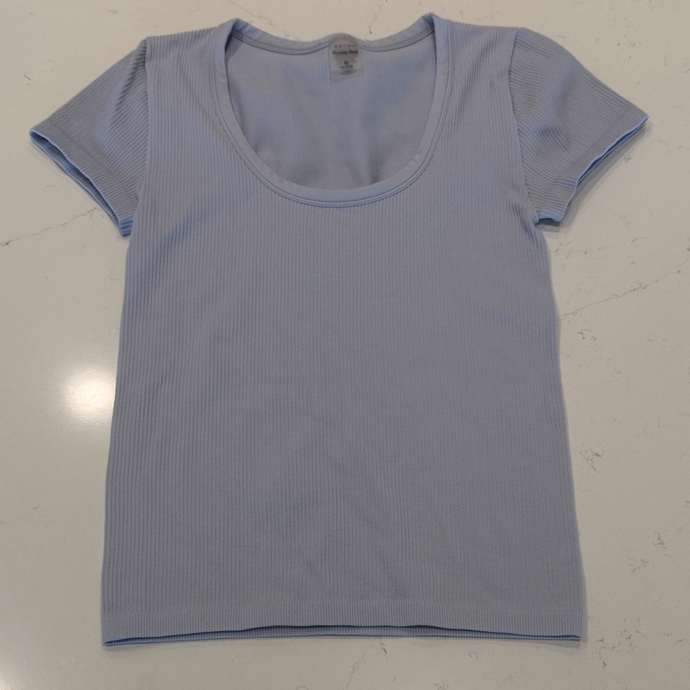 Sunday Best Sky Blue Ribbed Tee